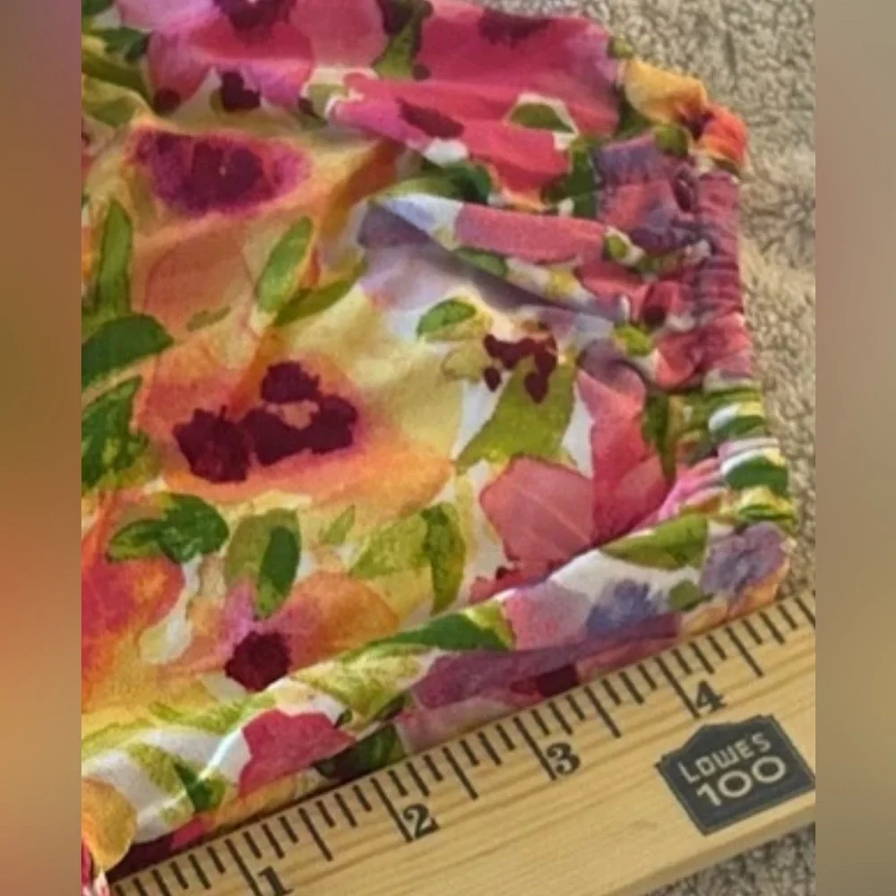 The Childrens Place Off Shoulder Short Sleeve Dress Pink & Yellow Floral 10/12 - Picture 12 of 16